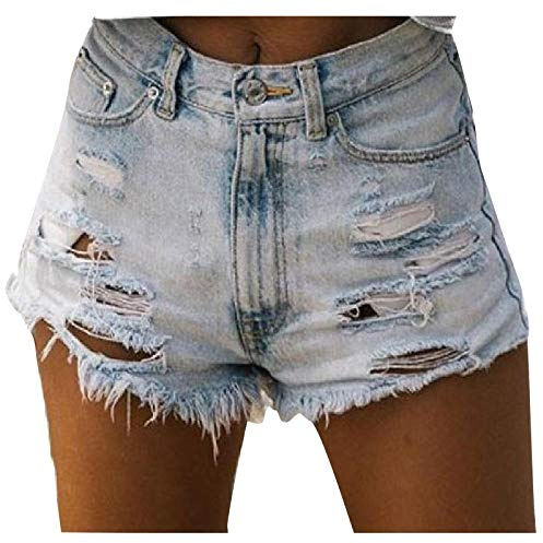 Jeans Shorts Damen Sommer - Kurze Jeanshose Damen Low Waist Kurze Hose Jeans mit Löchern Knöpfen Sexy Hotpants Sommerjeans Stretch Jeans Zerrissene Shorts Jeans-Shorts für Damen
