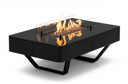 Rio Table Planika - Tavolino da caffè con focolare GPL, nero, portatile, per giardino e terrazza