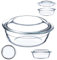 KADAX Auflaufform aus hitzebeständigem Glas, feuerfestes Gefäß, Glasbräter mit Deckel und Griffe, Geschirr zum Braten, Backofen, Elektroherd, für Lasagne, Fleisch, transparent (rund, 2,2L)