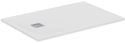Ideal Standard - Ultra Flat S+, Plato de ducha rectangular ultrafino de resina efecto piedra, 120 x 80 cm, Ideal Solid, desagüe lado corto, blanco