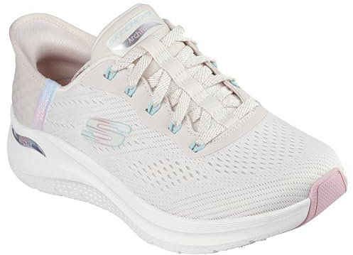 Skechers Damen Sports Shoes, Natural Mesh/Pink Trim, 41 EU