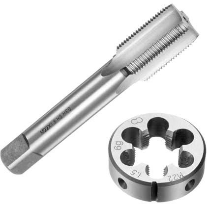 TOP-VIGOR 2pcs Tap and Die Set, Metric M22 x 1.5 Thread Taps & Round Die, Tapping Threading Tool Heavy Duty Tap & Die Kit for DIY, Repair, Cutting External and Internal Thread