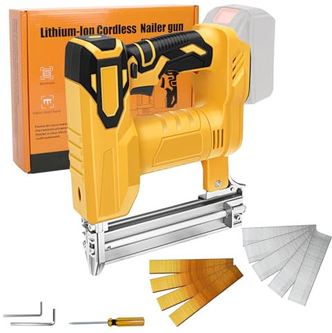 Agrafeuse à batterie compatible avec les batteries Dewalt 18 V 20 V max (sans batterie), agrafeuse électrique 2 en 1, avec 500 clous droits et 500 clous en forme de U, pour bois, tissu, tapis