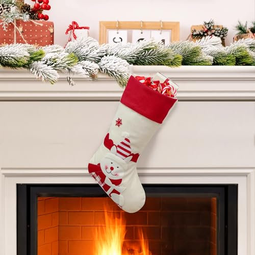 Figarge Nikolausstrumpf Jute 1 Stück 46CM, Weihnachtsstrumpf Personalisiert zum Befüllen und Aufhängen, Nikolaussocke für die Dekoration von Weihnachtskaminen, Weihnachtsbäumen (Nikolausstrumpf C)