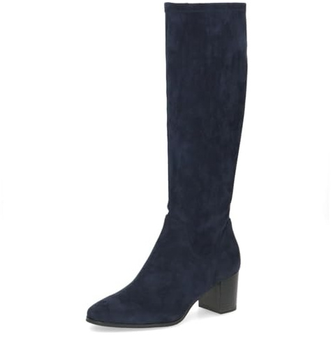 CAPRICE Bottes femme à talon bloc véganes, Bleu (Ocean Stretch), 40 EU