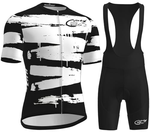 HULG Tuta Ciclismo Uomo,completo Uomo Manica Corta,completi Ciclismo Squadre,Tuta Da Triathlon Imbottita 9D, Traspirante E Ad Asciugatura Rapida, Ideale Per Allenamenti Di Ciclismo (Color-06-B,M)
