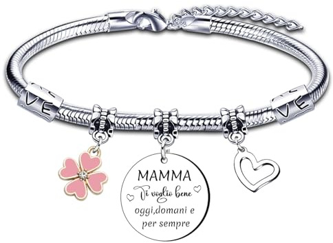 KJKJKJ Bracciale Mamma - Regalo per Festa della Mamma e Natale, Braccialetto Compleanno