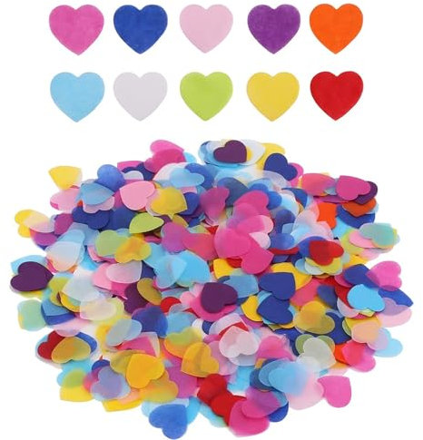 AMSGANK 80g 2.5cm Coriandoli a Forma di Cuore, Coriandoli di Carta Multicolori Decorazione da Tavolo per San Valentino, Compleanno, Matrimonio, Festa, Celebrazioni, Decorazione