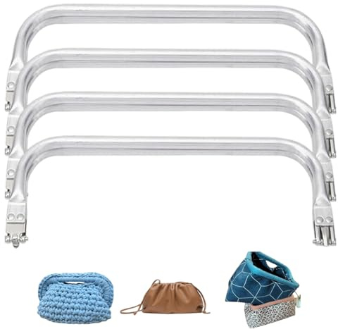 YAFULG 4 Pezzi Chiusura Borsa Uncinetto, Chiusura Clutch, Clutch Per Borse Uncinetto, Borsa A Forma Di U Manico Interno Bacio, In Alluminio, Per Progetti Diy(200 * 90Mm, C)