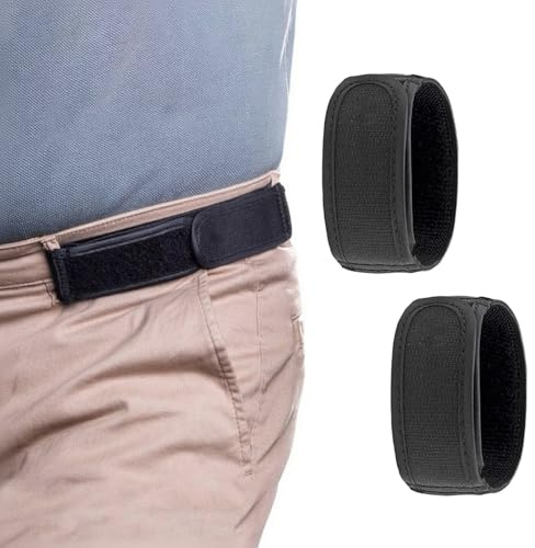 ApollOptimum No Buckle Belts for Men, 2Pcs Velcro Belts, Durable Black Belt, Easy to Adjust Work Belts for Men, Comfortable Belt Elasticated Suitable for Walking, Work, Family, and Travel (26”–34”)