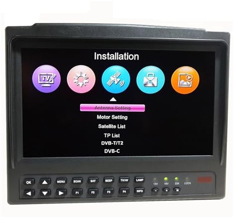 Satellite Finder DVB-S2/T2/C HDTV HEVC H.265 Schermo Da 7 Pollici Altoparlante Integrato CCTV Rilevamento Preciso