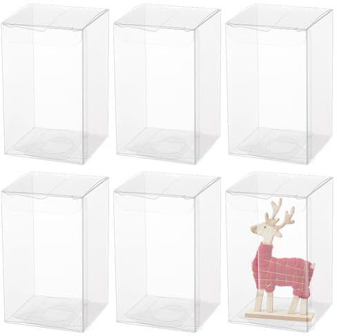 BENECREAT 30PCS 6x6x10cm Film deckte klaren Würfel Hochzeits Bevorzugungs Kästen transparente Würfel Geschenkkästen PVC mit Schutzfilm für Valentinstag, Muttertag, Hochzeit