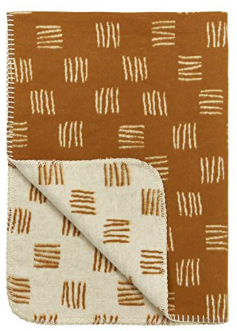 MEYCO Babydecke Kinderbettdecke - Flanell Block Stripe - 120x150cm - Camel/Offwhite
