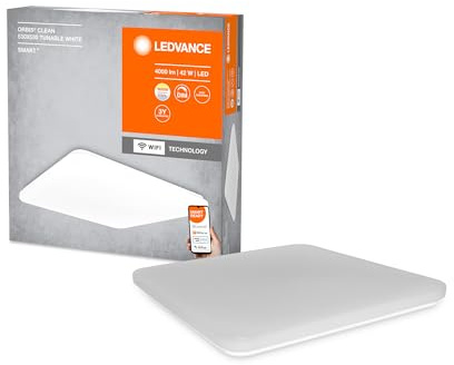 LEDVANCE ORBIS CLEAN SMART+ Wi-Fi 53x53cm, dimmbare LED Deckenleuchte, LED Lampe für Wohnbereich, 42W, Farbtemperatur von 3000-6500K, 4200 Lumen, flaches Design, App Steuerung