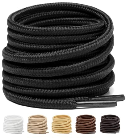 Stepace 2 Paires Lacets Ronds pour Bottes, Lacets Chaussures Résistants | Diamètre 3.5 mm et 4 mm au Choix, Lacets Ronds Robustes pour Chaussures de Travail, Bottines, Chaussures de Sécurité