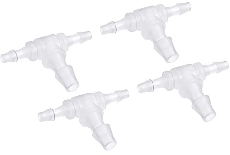 M METERXITY 4 Pack Barb Hose Fittings - 4x6x4mm OD Tee Plastic Pipe Connectors Apply to Water Fuel, Transparent(T Shaped 3 Way)