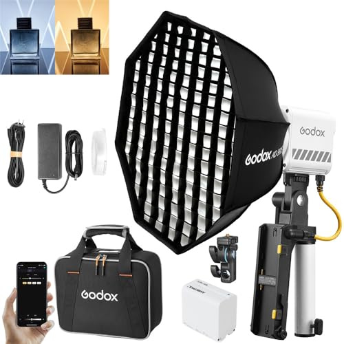 Godox ML60IIBi 2 800K-6 500K bärbar LED-belysningssats, IRC 96+ TLCI 97+, 7 FX-effekter, appkontroll, tyst läge, med AD-S60S ljuslåda