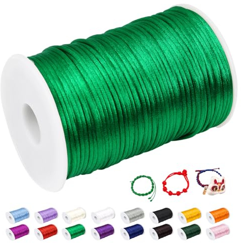 CAMAL Hilo de nailon de 2mm para pulsera, 100m de hilo de pulsera, cordón satinado, cordón de pulsera deslizante de colores, cordel para collar con colgante, perlas, creación de joyas, manualidades