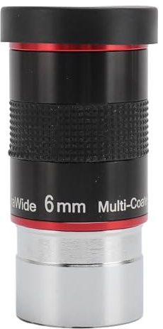 Oculare per Telescopio Astronomico Grandangolare 68 Gradi 6 Mm, Rivestimento FMC, 1,25 Pollici, per Luna Ammassi Stellari Galassia, Cappuccio Antipolvere in Lega