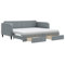 Willood Ausziehbares Bettgestell 2-in-1-Schlafsofa Tagesbett Gästebett Hellgrau 90 x 200 cm mit Bettkasten & Schublade & Matratze