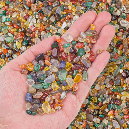 EZEELAI Colorful Agate Crushed Stone Crystal Chips Bulk Irregular Shaped Aquarium Decor Rocks Gravel Pebbles Stones Polished Tumbled for Crafts|Fish Turtle Tank|Home Decoration - 0.88 Lbs