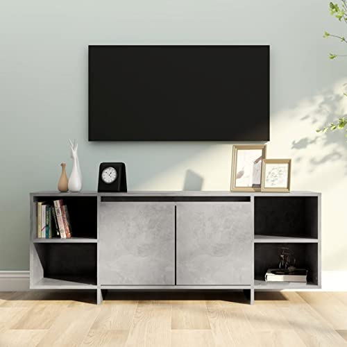 Homgoday Arredo Mobile TV Grigio Cemento 130x35x50 cm in Truciolato, Mobile Porta TV Mobiletto Basso per TV per Tavolino da Salotto Industriale Supporto TV Soggiorno