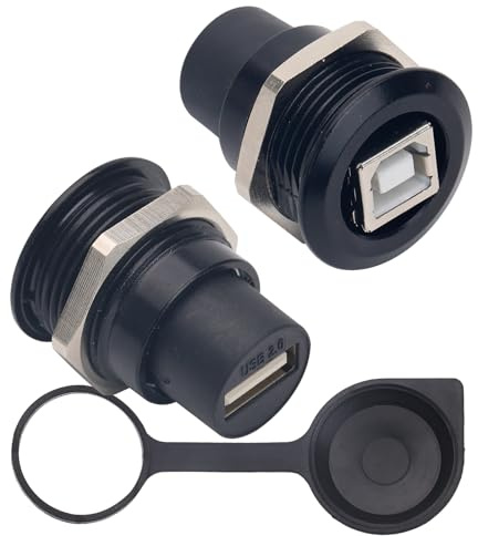 ANMBEST 2PCS Panel Mount USB B to USB A Connector for Printer, Threaded Fixed Female USB 2.0 Scanner Converter Adapter for HP, Canon, Dell, Epson, Lexmark, Xerox and More