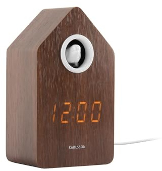 Karlsson Kuckucksuhr KA6061DW mit Wecker, LED, Dunkles Holz
