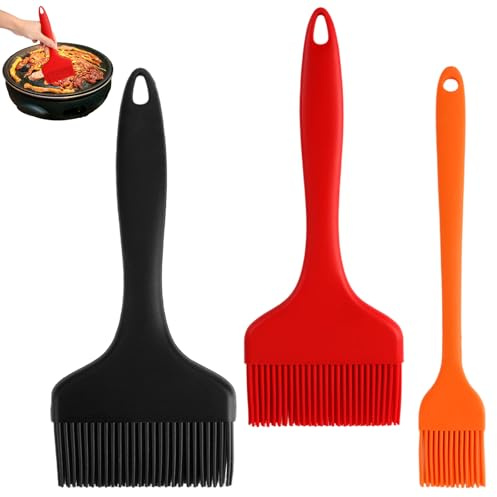 TESSTSY 3 Piezas Pincel Cocina Silicona Ancho: 9 + 7 + 3.2 Cm Pincel De Silicona para Cocina, Brocha Cocina, Pincel Reposteria para Aceite, Barbacoa, Parrilla, Hornear Salsas