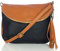 FIRENZE ARTEGIANI. Damentasche aus echtem Leder, Damentasche mit Halbmondklappe, Lederhandtasche, weiche Haptik, hergestellt in Italien, italienisches Leder, 23 x 19 x 4 cm, Farbe: Schwarz/Leder,