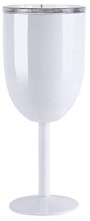 Antcher Stainless Steel Goblet Wine Glasses with Lid, 1 Pcs Double Wall Vacuum Insulated Cocktail Glass Wine Tumbler Cup Great for Red White Wine Gift, 300ml (White)
