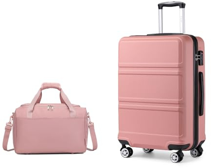 Kono Luggage Sets of 2 Piece Lightweight 52x38x21cm ABS+PC Hard Shell Travel Carry on Suitcase with TSA Combination Lock + Ryanair 40x20x25cm Cabin Bag (Nude, 20 Inch Luggage Set)