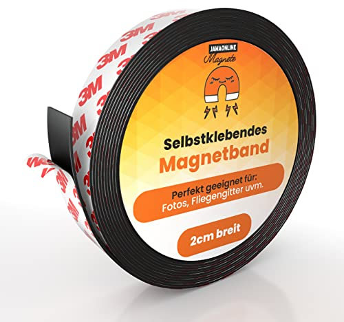 JAWA Bande magnétique autocollante - Bande magnétique forte - Bande magnétique découpable - Bande magnétique figurines Tonie - Bande magnétique adhésive pour moustiquaire (1m)