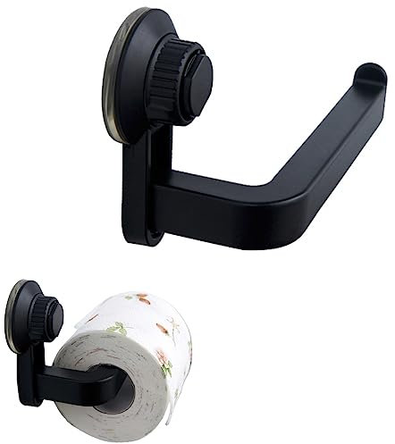 Support de papier toilette à ventouse - Fixation murale - Sans perçage - Forte adhérence - Pour salle de bain et cuisine - Noir