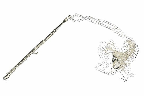 Miniblings flöjt kedja flöjt musik halsband 60 cm flöjtistin silverpläterad 60 mm lång – handgjorda modesmycken – länkkedja försilvrad