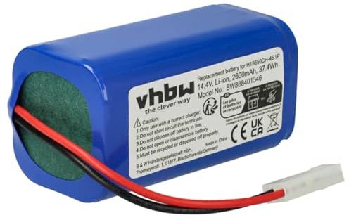 vhbw Akku kompatibel mit Xiaomi Robot Vacuum E12, SKV4136GL, Mi Robot Vacuum Mop Essential Staubsauger (2600 mAh, 14,4 V, Li-Ion)