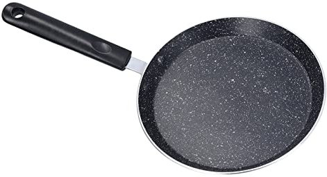Poêle à frire antiadhésive à fond plat de 15,2 cm – Poêle à crêpes à fond plat – Poêle à crêpes en pierre antiadhésive pour cuisine à induction (noir)