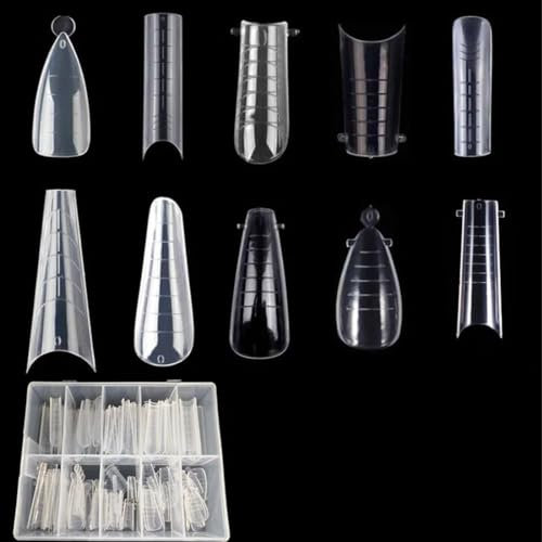 EIOURVY 120-teiliges Set künstlicher Nägel, 10 Formen Nagelverlängerungsset, Acryl-Nagelverlängerungswerkzeug