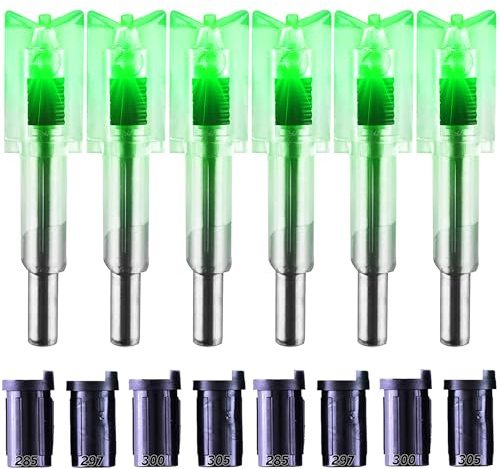KEAUP Lot de 6/3 encoches éclairées pour boulons d'arbalète avec douilles de 0,78 cm/0,398 cm/0,300 cm/0,305 po/0,305 po pour arbalète haute visibilité, interrupteur marche/arrêt inclus