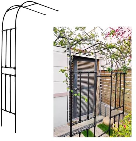 Arche en métal pour décoration de jardin, terrasse, cour, 120 x 240 x 40 cm, pergola en métal noir, treillage