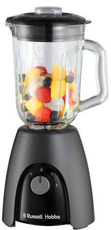 Russell Hobbs Standmixer [Smoothie Maker] Mixer (Blender, 1,5L Glasbehälter, 2 Stufen und Pulse-Funktion, BPA-frei, Edelstahlmesser, 850 Watt Hochstleistung) Matte Charcoal 27121-56