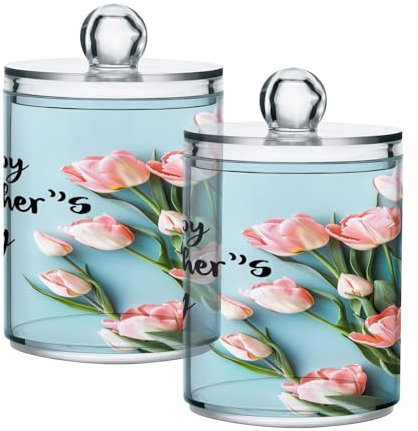 GAIREG Happy Mother's Day Tulipanes - Juego de 2 tarros de algodón azul