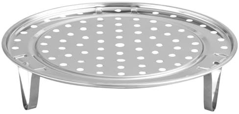 CYSFETENA Edelstahl Dampfeinsatz für Topf mit Abnehmbaren Beinen, Kartoffeldämpfer und Bambus Dampfgarer für Dämpfeinsatz, Steamer Rack für Brot Kochen, Küchenzubehör für Töpfe Pfannen (24cm)