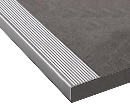 Generico Profilo per Bordi Scale in Metallo Antiscivolo a Forma di L in Lega di Alluminio, Protezione Autoadesiva per Bordi Scale(Gray)