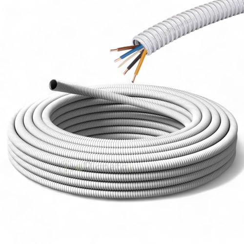 Guaina spiralata diametro Ø 20 mm rotolo 10 metri in PVC grigio Tubo flessibile per protezione cavi elettrici