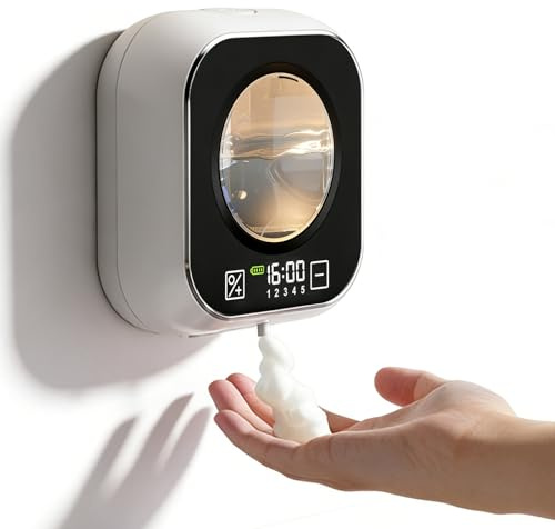 Dispensador de jabón automático, dispensador de jabón para pared, jabón líquido sin contacto, con sensor, montaje en pared, 320 ml, IPX5 impermeable, eléctrico para baño, cocina y oficina, blanco