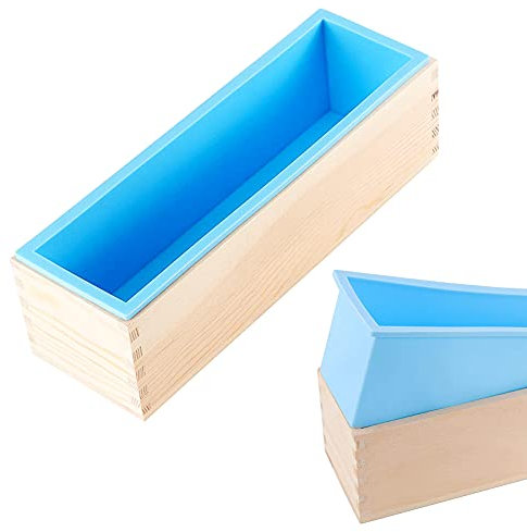 Sunshine smile DIY silikonform für seifen,seifenform mit holzbox,seifenform rechteckig,handgemachte seifen silikonform,seifenherstellung Form,backform rechteckig silikon,Kuchen backen Form