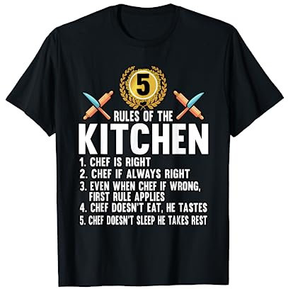 Funny Chef Rules Of The Kitchen Baker Cook Knife T-Shirt