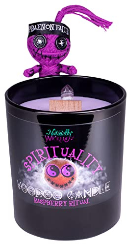 Naturally Wicked® Bougie spirituelle Voodoo | Comprend une poupée vaudou et une baguette en cristal | Cire de soja naturelle, végan et sans cruauté envers les animaux