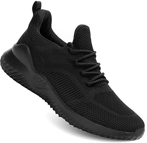 Kapsen Men's Non Slip Running Shoes Ultra Light Breathable Casual Walking Shoes Fashion Sneakers Mesh Workout Sports Shoes, Full Black, 9 UK